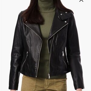 BERNARDO Genuine Leather Moto Biker Jacket Black Size Small NWT